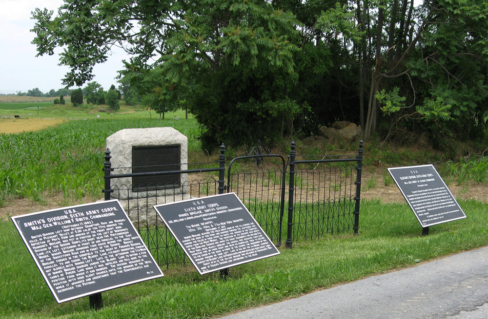 The marker is with two others along Smoketown Road next to the monument to the First New Jersey Brigade