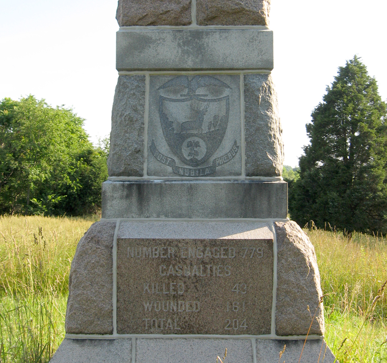 Detail from the south side of the monument to the 16th Connecticut Volunteer Infantry Regiment at Antietam