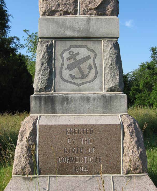 Detail from the north side of the monument to the 16th Connecticut Volunteer Infantry Regiment at Antietam