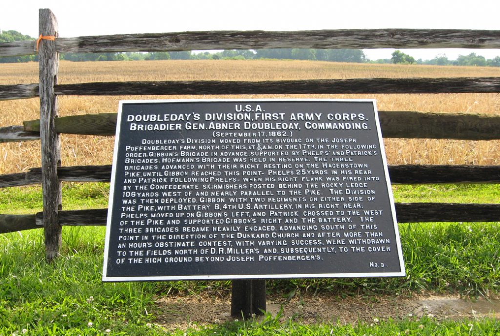 Doubleday's Division, First Army Corps, marker 3 of the War Department Union markers at Antietam