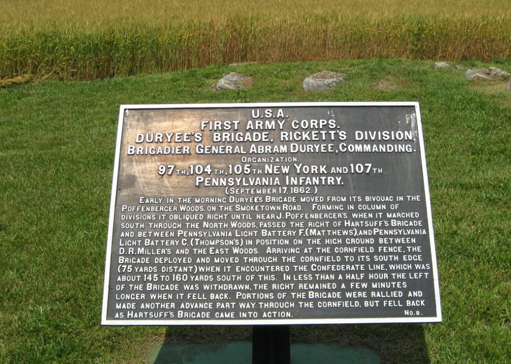 Duryea's Brigade, Rickett's Division, marker 8 of the War Department Union markers at Antietam