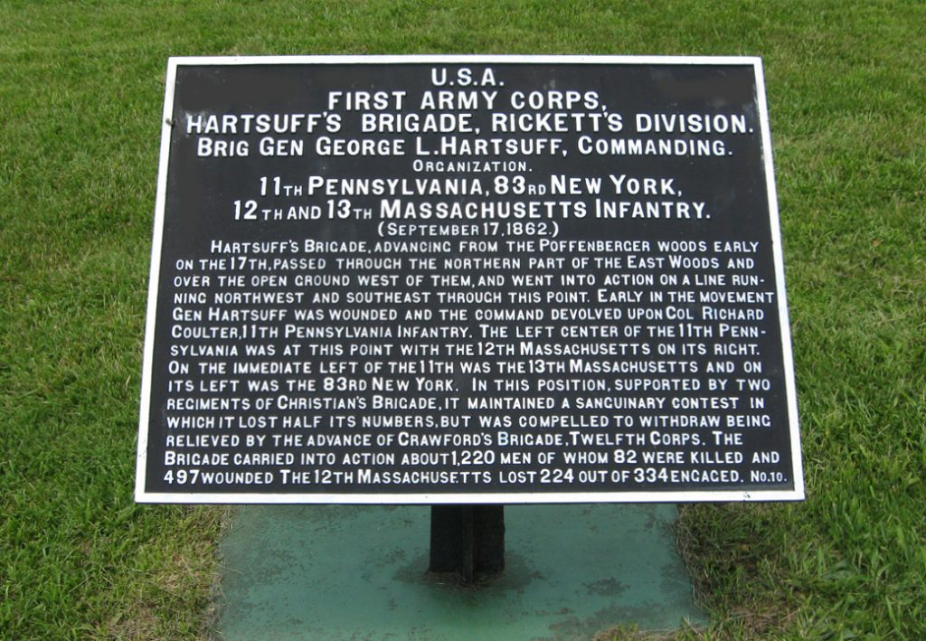 Hartsuff's Brigade, Rickett's Division, marker 10 of the War Department Union markers at Antietam