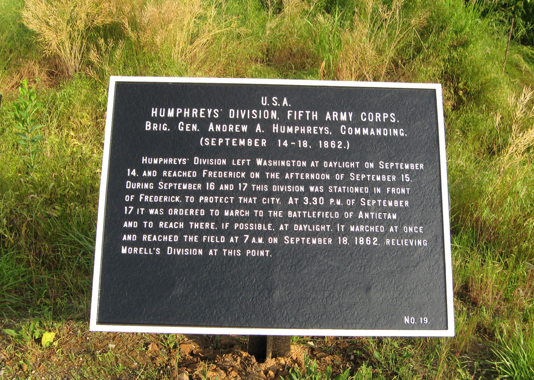 Humphrey's Division, Fifth Army Corps, marker 19 of the war Department Union markers at Antietam