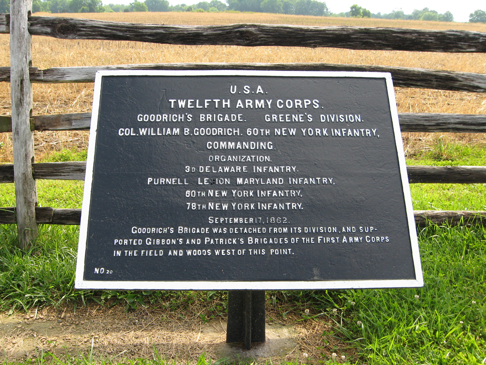 Goodrich's Brigade, Greene's Division, marker 20 of the War Department Union markers at Antietam