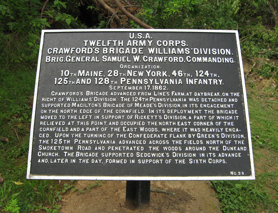 Crawford's Brigade, Williams' Division, marker 29 of the War Department union markers at Antietam