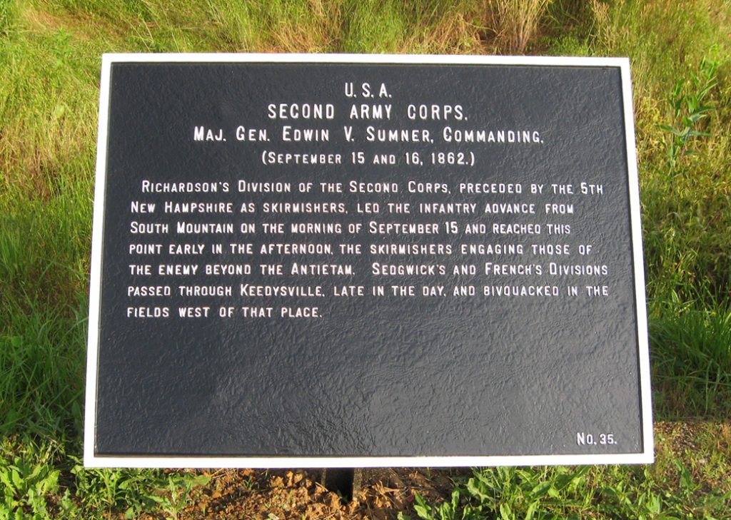 Second Army Corps, marker 35 of the War Department Union markers at Antietam