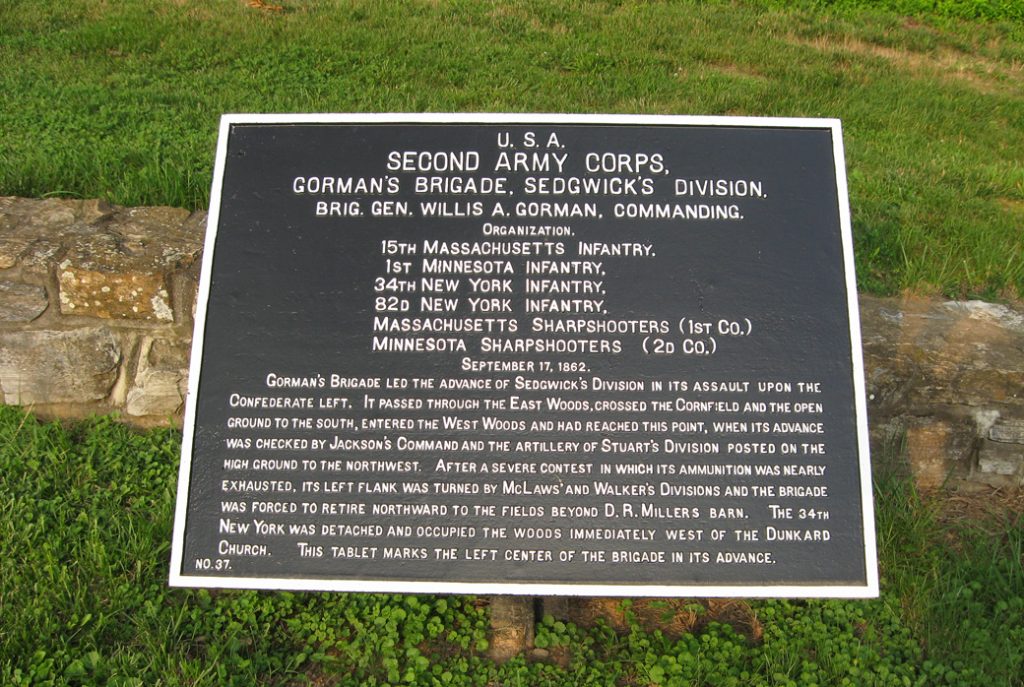 Gorman's Brigade, Sedgwick's Division, marker 37 of the War Department Union markers at Antietam
