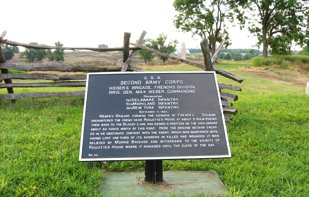 Weber's Brigade, French's Division, marker 43 of the War Department Union markers at Antietam.