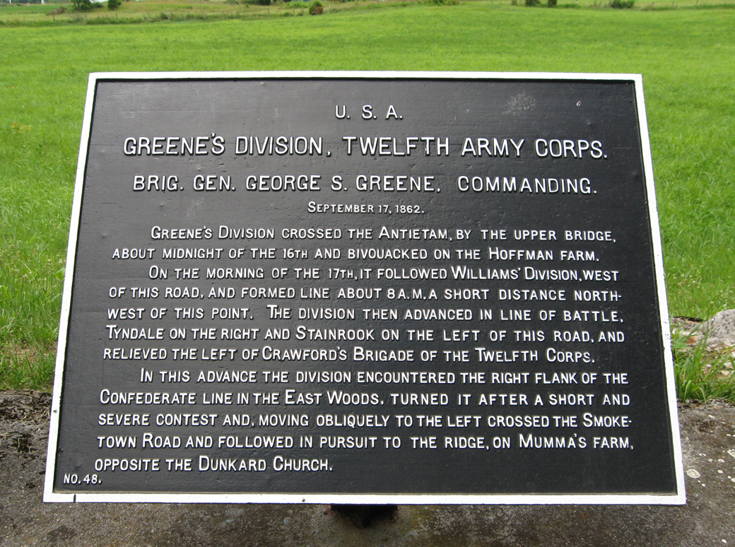 Greene's Division, Twelfth Army Corps, marker 48 of the War Department Union markers at Antietam