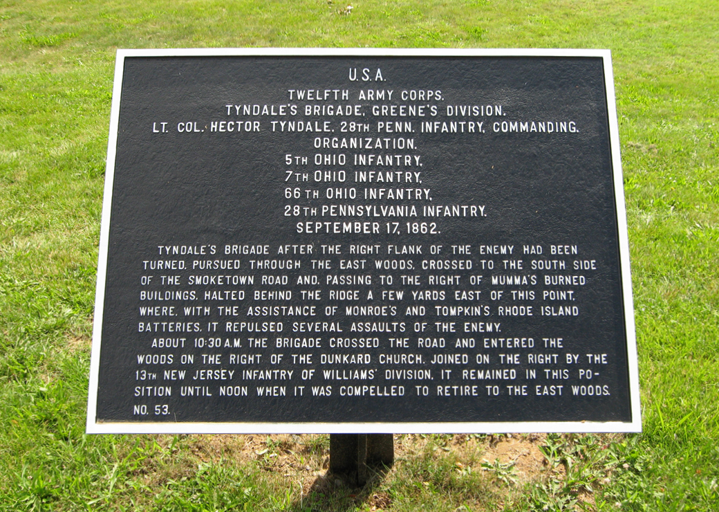 Tyndale's Brigade, Greene's Division, marker 53 of the War Department Union markers at Antietam
