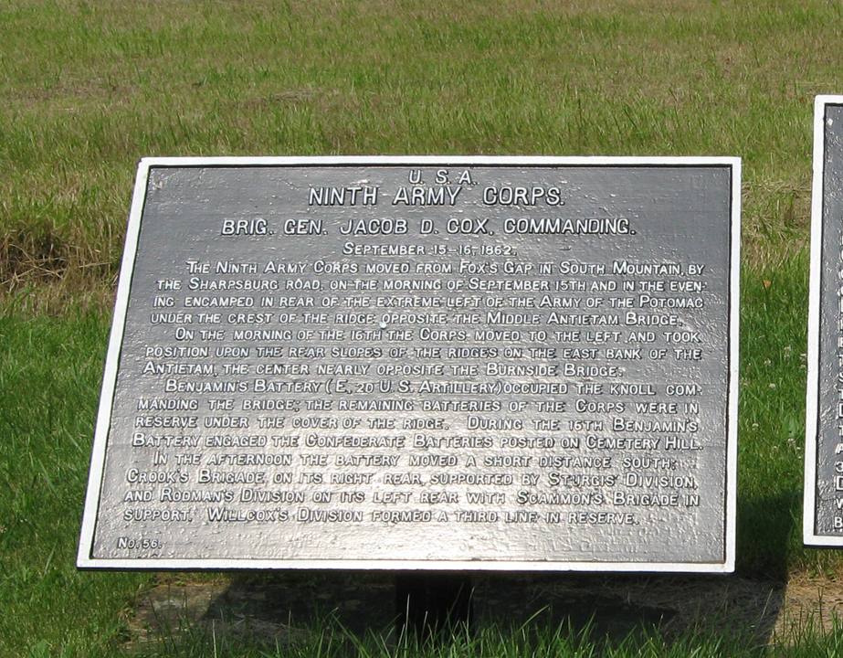 Ninth Army Corps - September 15-16, marker 56 of the War Department Union markers at Antietam