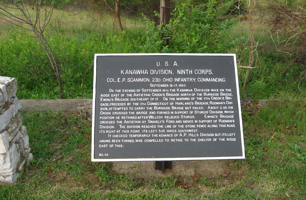 Kanawha Division, Ninth Corps, marker 59 of the War Department Union markers at Antietam