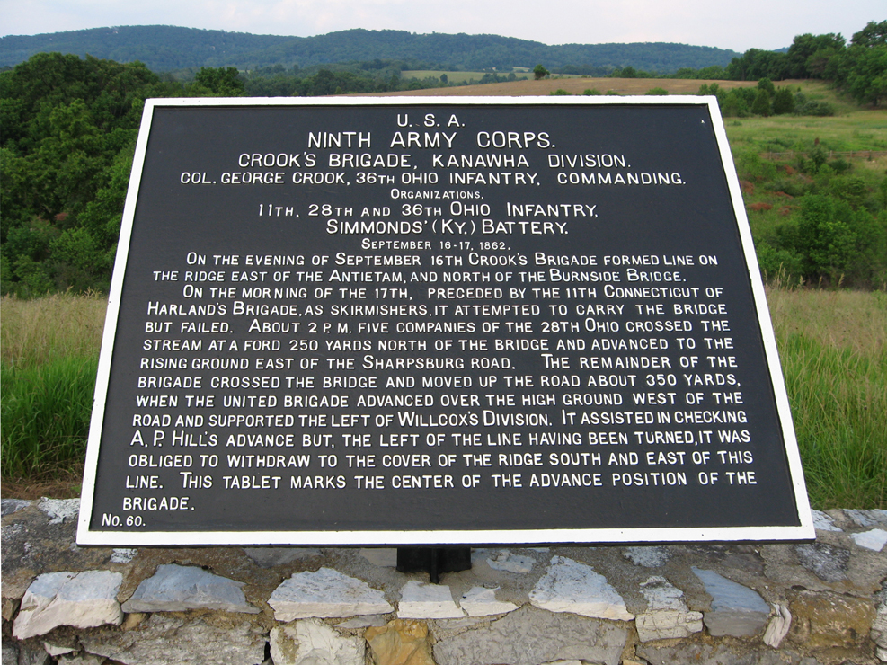 Crook's Brigade, Kanawha Division, marker 60 of the War Department Union markers at Antietam
