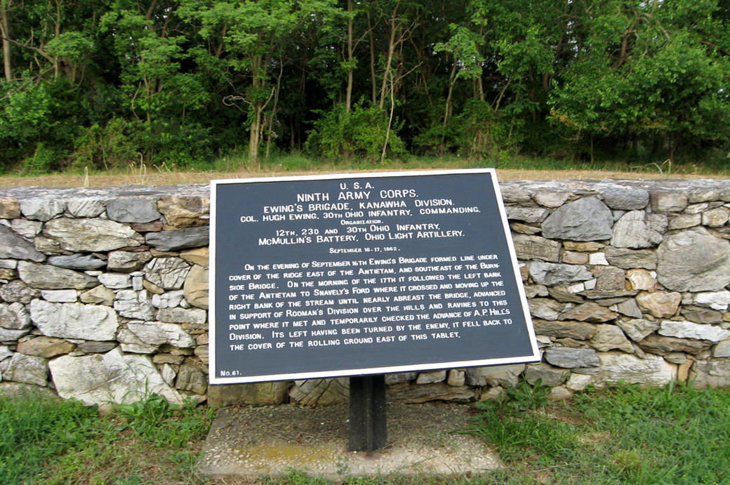 Ewing's Brigade, Kanawha Division, marker 61 of the War Department Union markers at Antietam