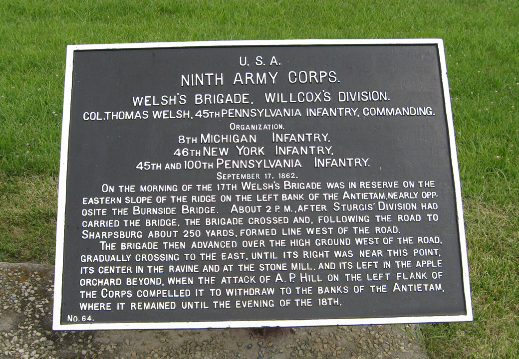 Welsh's Brigade, Willcox's Division, marker 64 of the War Department Union markers at Antietam