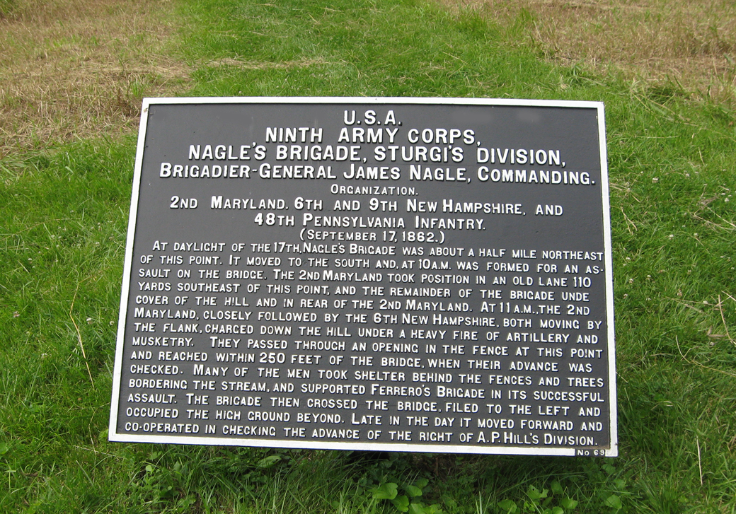 Nagle's Brigade, Sturgis' Division, marker 69 of the War Department Union markers at Antietam