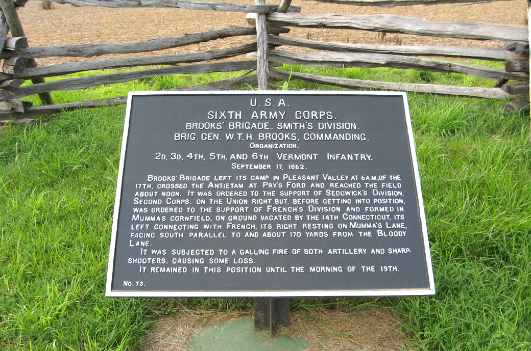 Brooks' Brigade, Smith's Division, marker 73 of the War Department Union markers at Antietam