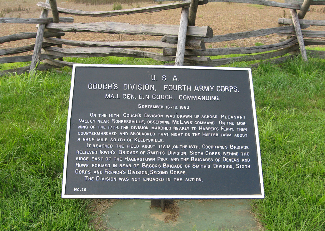 Couch's Division, Fourth Army Corps, marker 76 of the War Department Union markers at Antietam