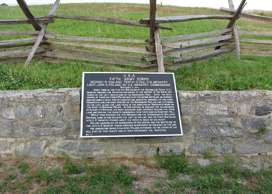 Second and Tenth U.S. Infantry, marker 77 of the War Department Union markers at Antietam