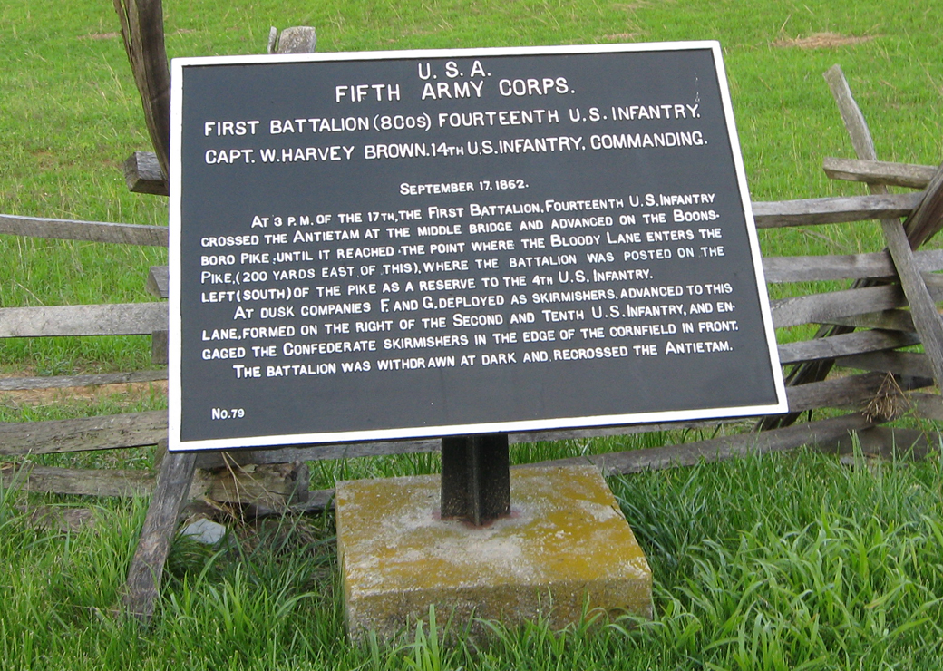 First Battalion, Fourteenth U.S. Infantry, marker 79 of the War Department Union markers at Antietam
