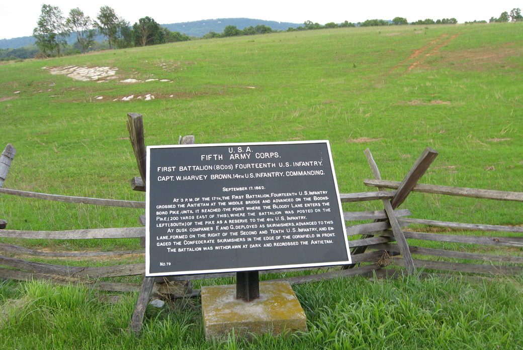 First Battalion, Fourteenth U.S. Infantry, marker 79 of the War Department Union markers at Antietam