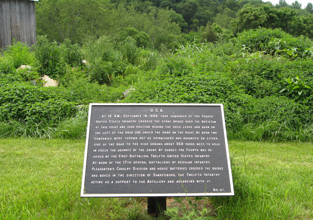 Fourth United States Infantry, marker 87 of the War Department Union markers at Antietam