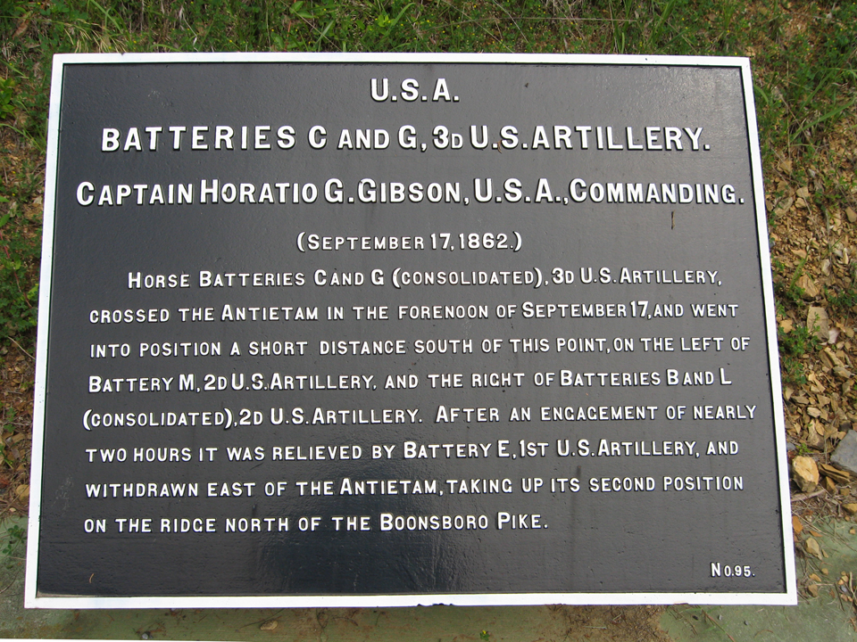 Batteries C and G, 3rd U.S. Artillery, marker 95 of the War Department Union markers at Antietam