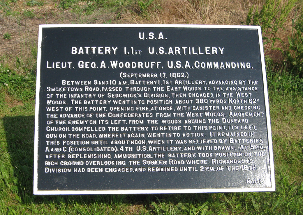Battery I, 1st U.S. Artillery, marker 109 of the War Department Union markers on the Antietam battlefield