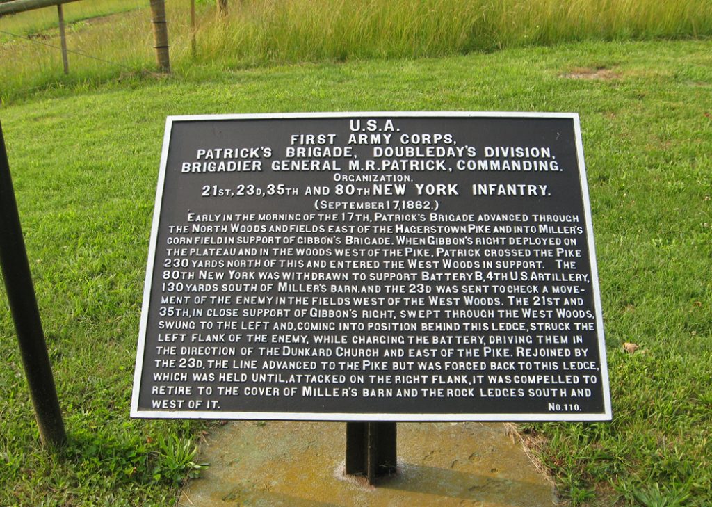 Patrick's Brigade, Doubleday's Division, marker 110 of the Union War Department markers at Antietam