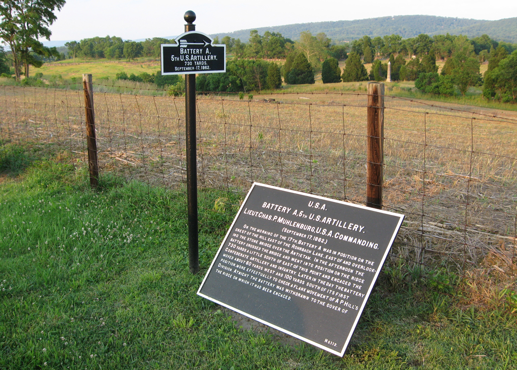 Battery A, 5th U.S. Artillery, marker 112 of the War Department Union markers at Antietam