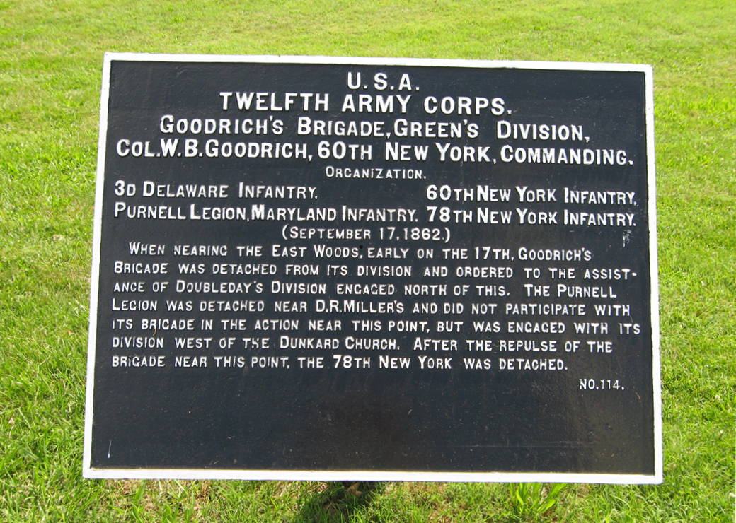Goodrich's Brigade, Greene's Division, marker 114 of the War Department Union markers at Antietam