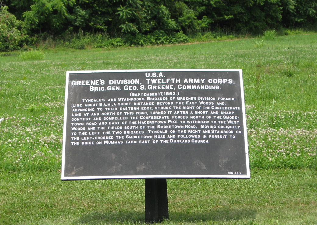 Greene's Division, Twelfth Army Corps, marker 117 of the War Department Union markers at Antietam