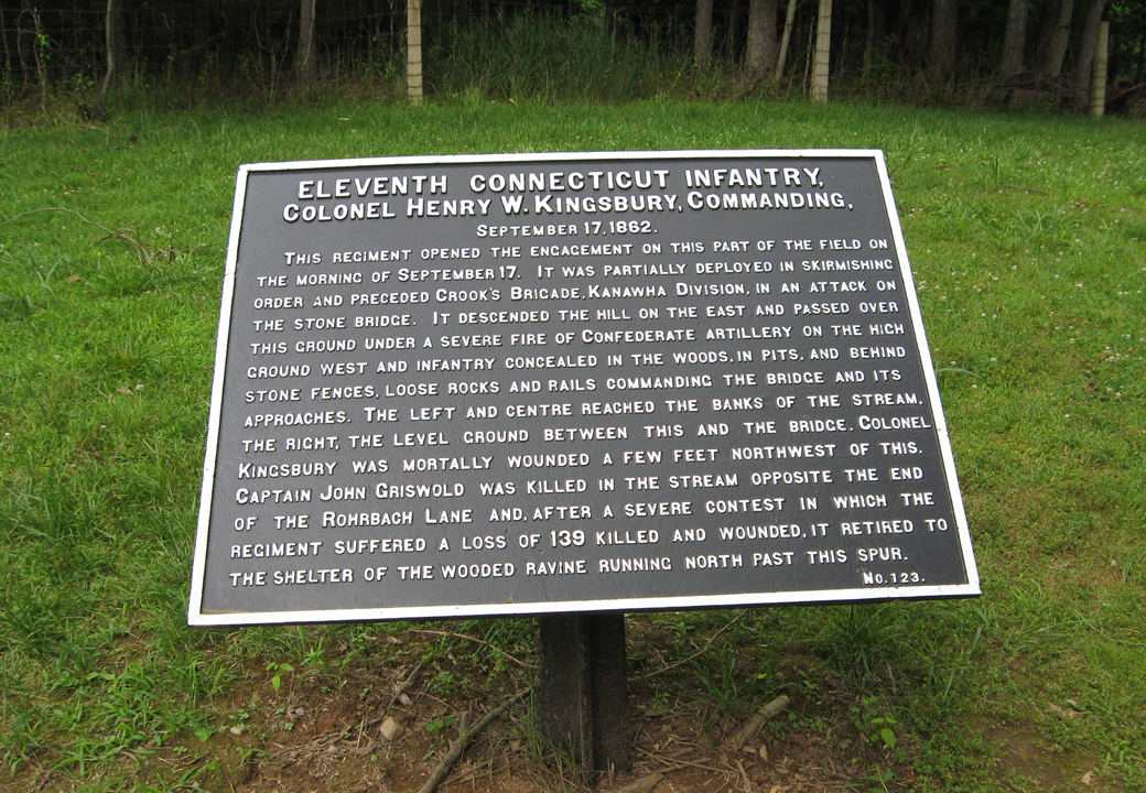 Eleventh Connecticut Infantry, marker 123 of the War Department Union markers at Antietam 