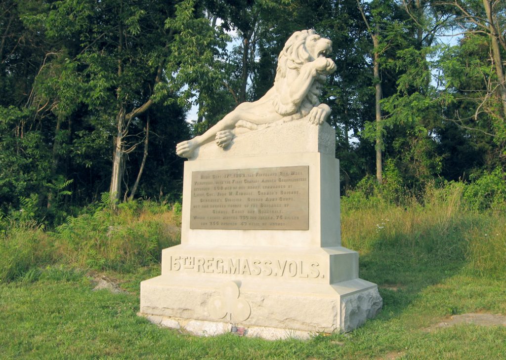 Monument to the 15th Massachusetts Volunteer Infantry Regiment on the Antietam battlefield