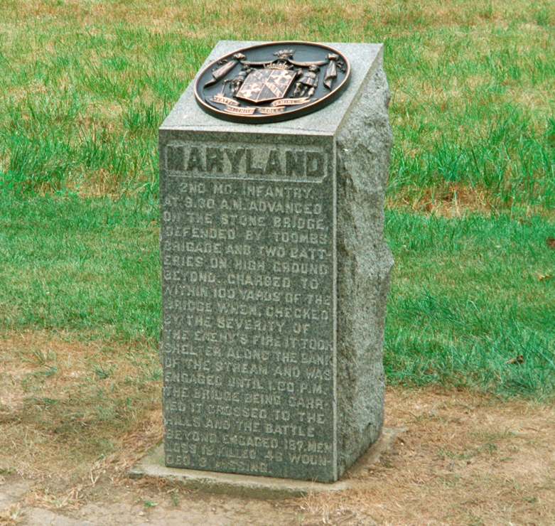 2nd Maryland Volunteer Infantry Regiment (U.S.A.) monument at Antietam
