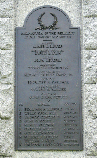 Detail from the 34th New York Volunteer Infantry Regiment monument at Antietam