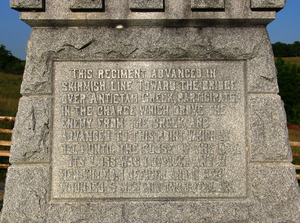 Text from the 11th Ohio Volunteer Infantry Regiment monument at Antietam