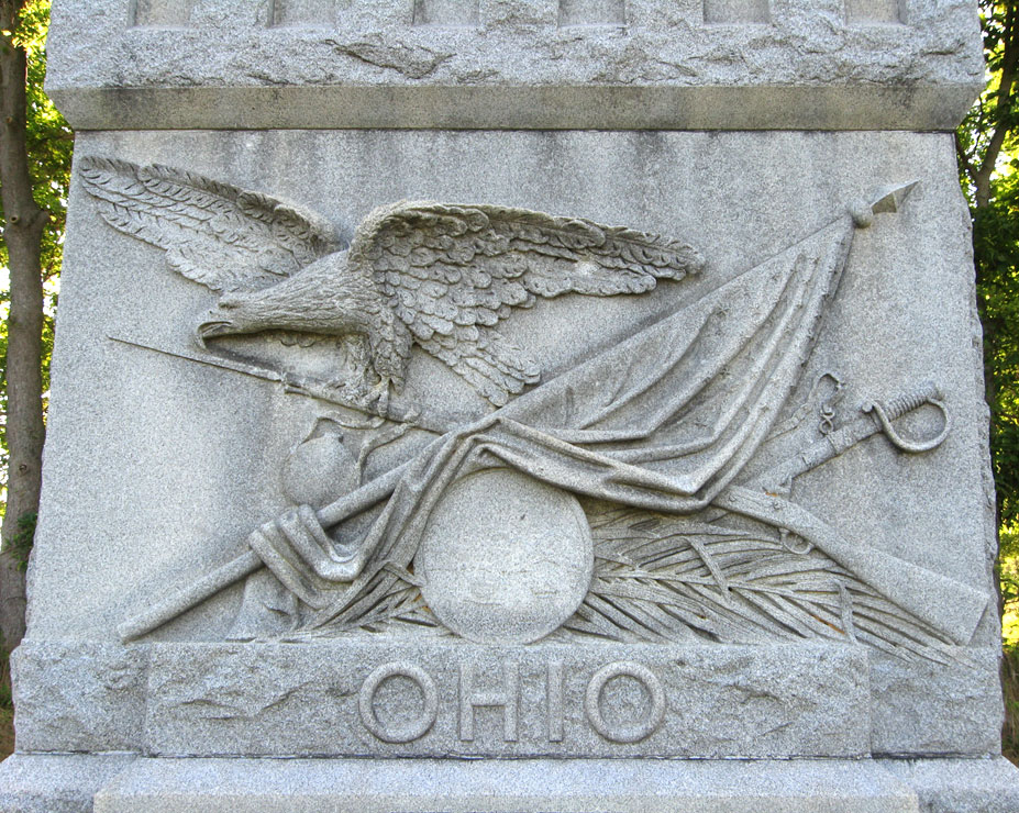 Detail from the front of the 12th Ohio Volunteer Infantry Regiment monument at Antietam