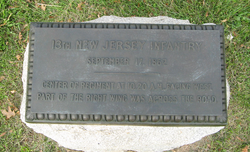 Monument to the 2nd position of the 13th New Jersey Volunteer Infantry Regiment at Antietam