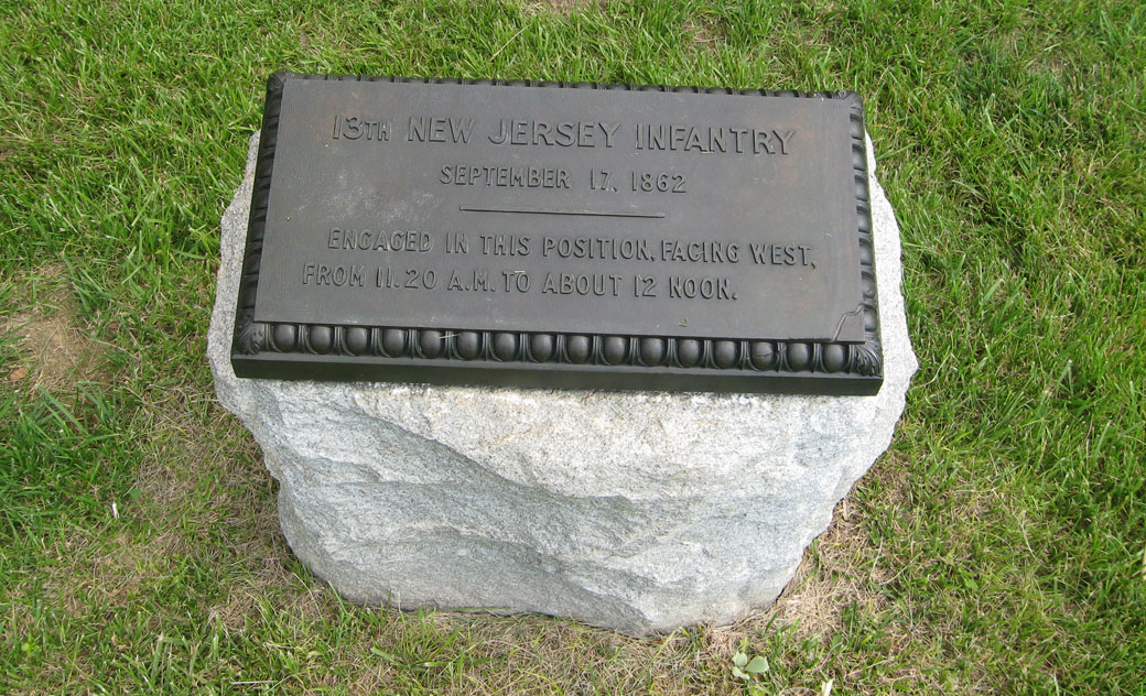 Monument to the 3rd position of the 13th New Jersey Volunteer Infantry Regiment at Antietam