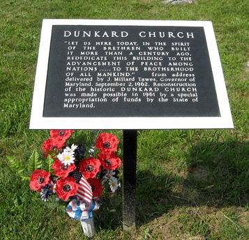 Sign for the The Dunker Church at Antietam