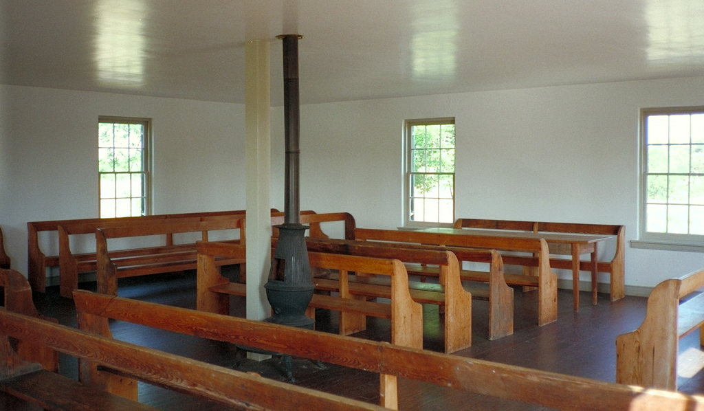 Interior of the Dunker Church on the Civil War Antietam battlefield