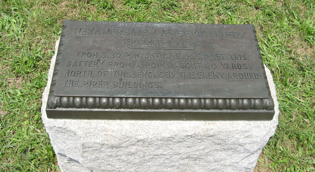 Sunken Road monument to Hexamer's New Jersey Battery (Battery A) at Antietam