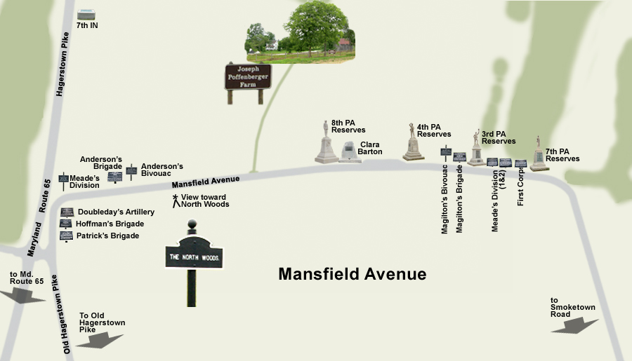 Mansfield Avenue tour map at Antietam