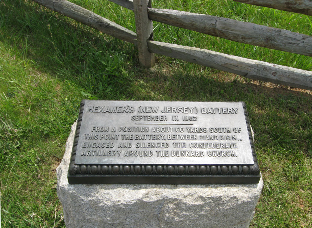 Smoketown Road monument to Hexamer's New Jersey Battery (Battery A) at Antietam