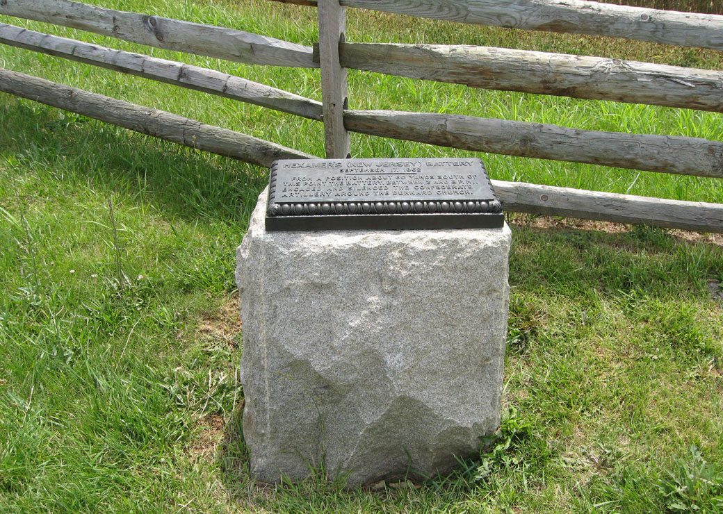 Smoketown Road monument to Hexamer's New Jersey Battery (Battery A) at Antietam