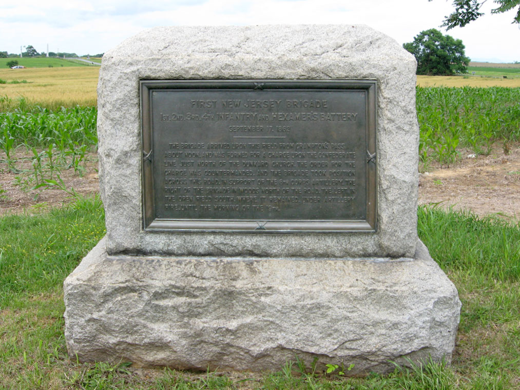 1st New Jersey Brigade monument on Smoketown Road at Antietam