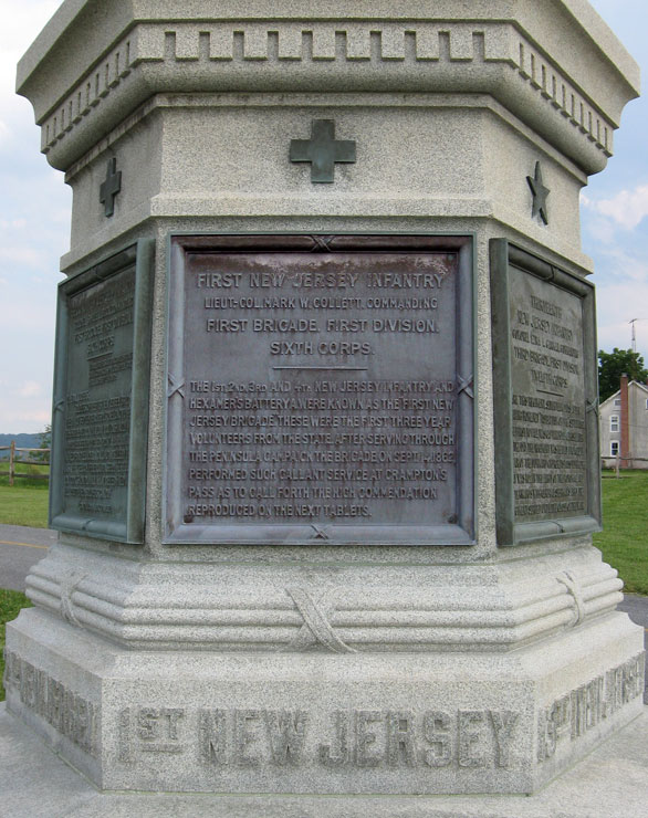 Closeup of the 1st New Jersey panel from the State of New Jersey Monument at Antietam