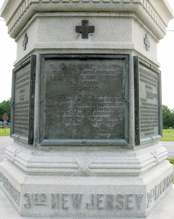 Closeup of the 3rd New Jersey panel from the State of New Jersey Monument at Antietam