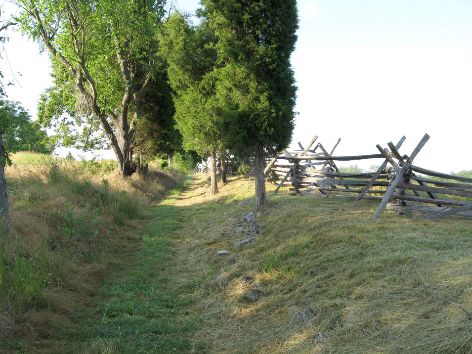 Sunken Lane on the Otto Farm Trail on the Antietam Battlefield